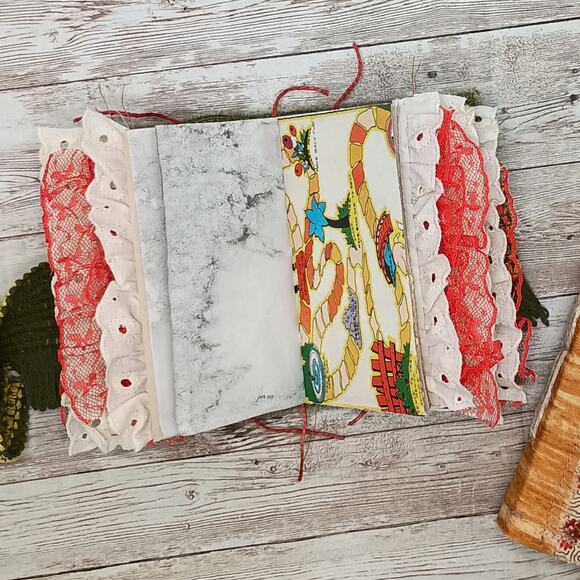 Small Red Floral Junk Journals, Handmade Recycled Journals, Chunky Junk Journals - Picture 12 of 16